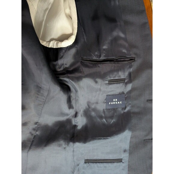DE Fursac Wool Blazer Men's Size 48 Charcoal Single-Breasted Notch Lapel Jacket - Picture 6 of 11